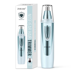 ZORAMI ear-nose-trimmer-hero-blue shows versatile grooming for nose, ears, and brows on the go.