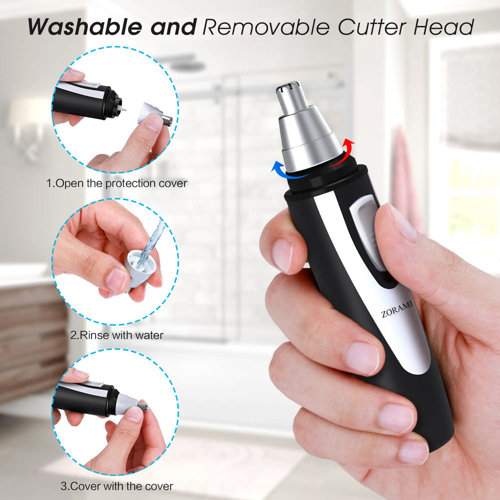 ZORAMI easy-clean trimmer head removal highlights maintenance-friendly features.