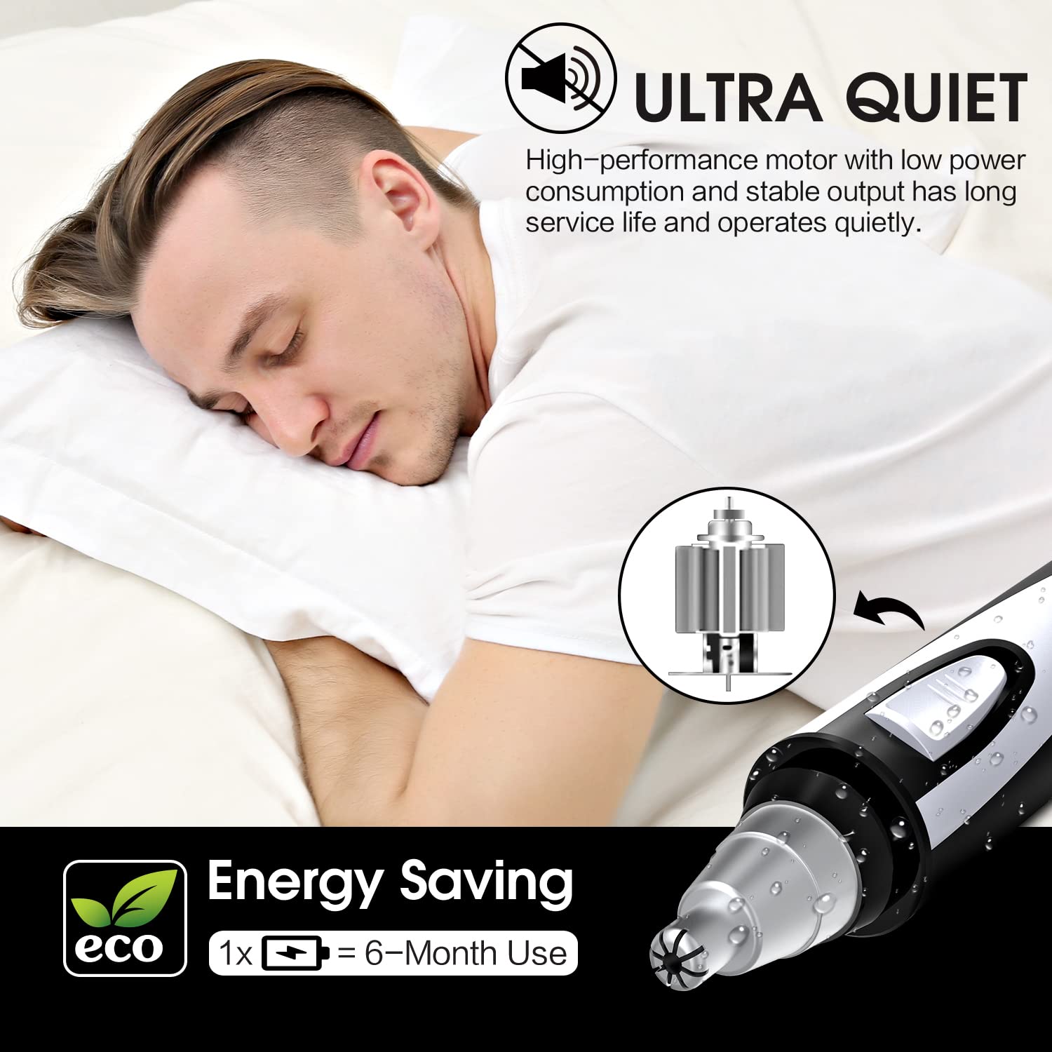 ZORAMI travel-ready trimmer with whisper-quiet operation supports discreet grooming.