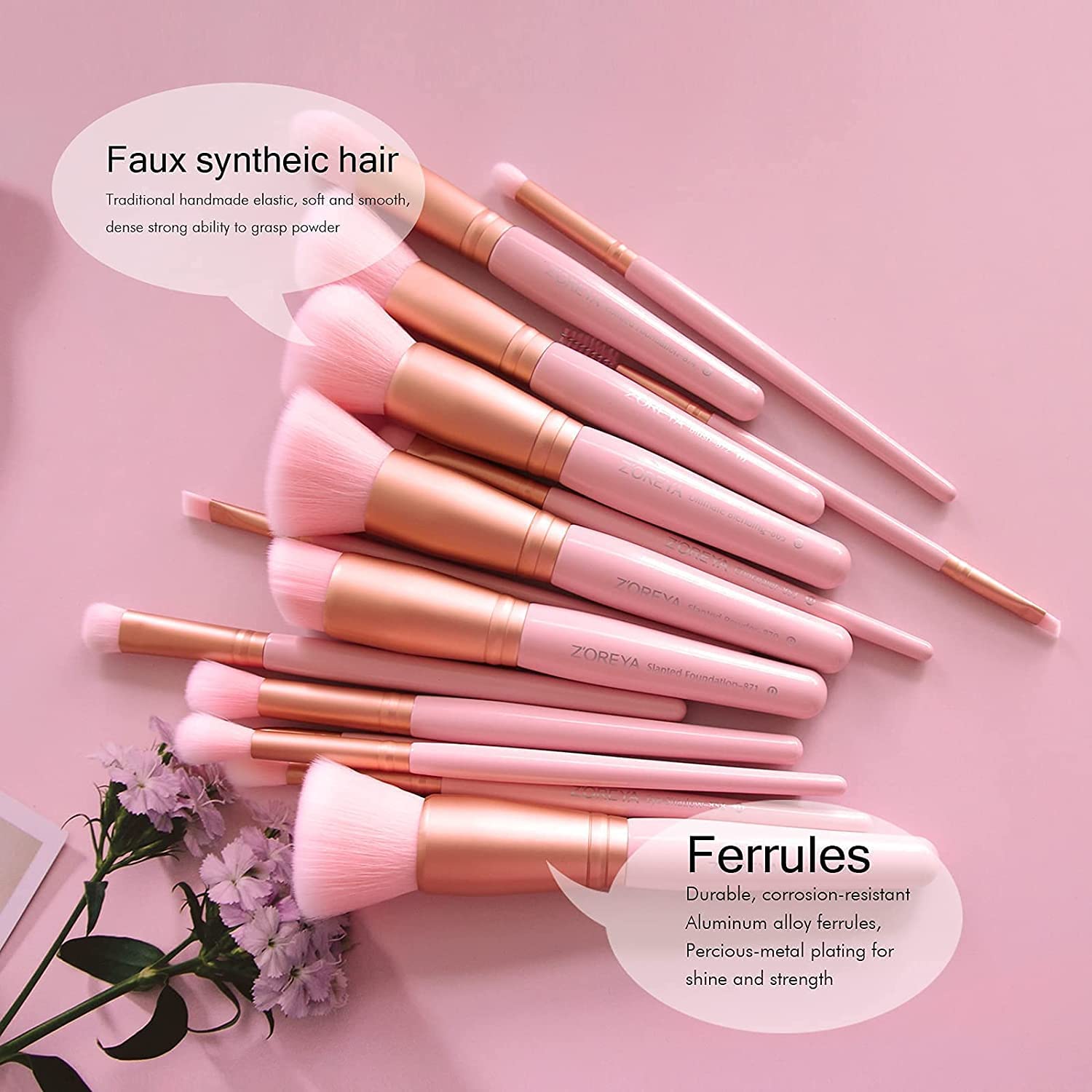 ZOREYA foundation brush pointed shape delivers precise base application.
