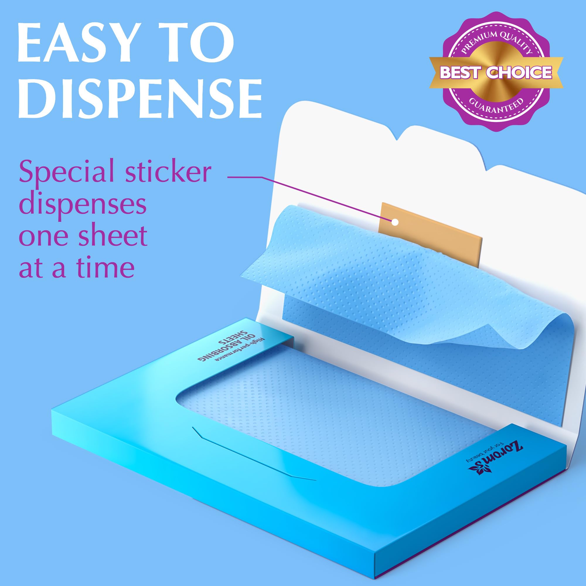 ZOROM'S durable oil-absorbent paper resists tearing during use.