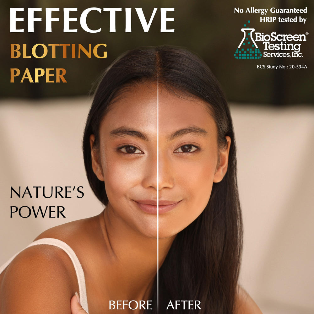 ZOROM'S extra-large blotting sheets covering the T-zone for fast oil absorption.