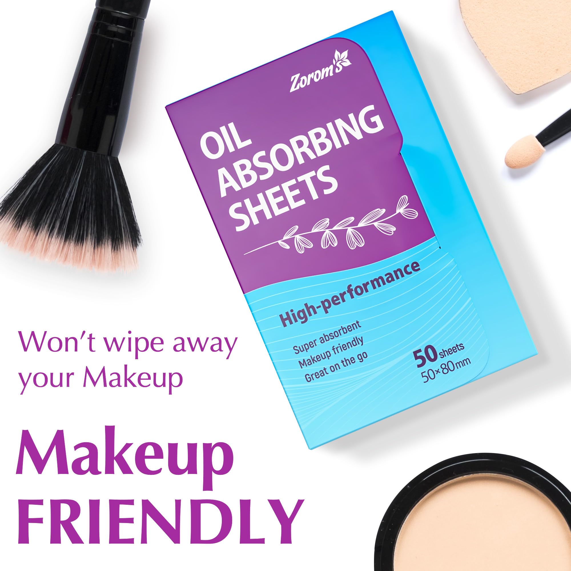 ZOROM'S soft silky film absorbs oil without irritation.