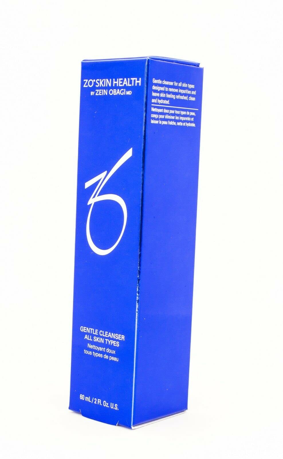 ZO Skin Health Gentle Cleanser label closeup showing a gentle, skin-friendly formula.