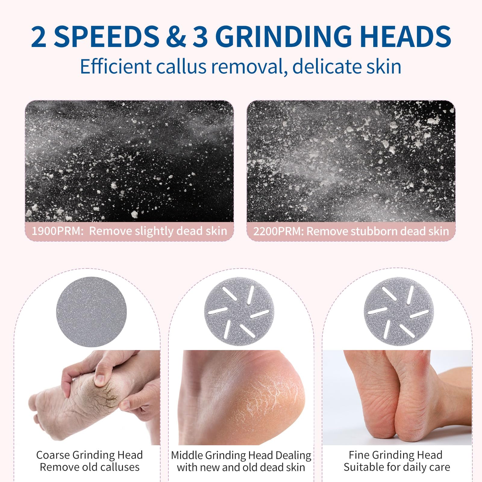 ZOZOO electric foot file vacuum pickup keeps pedicure mess-free.
