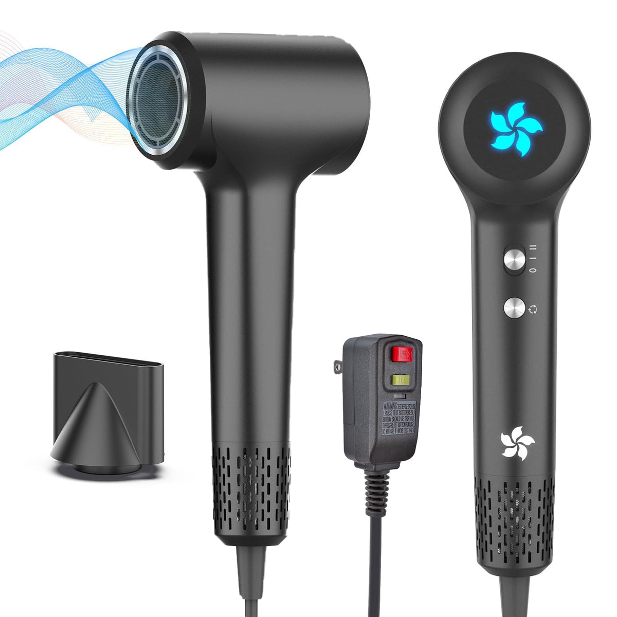 ZPP Hair Dryer showcasing ionic technology for smoother, shinier hair at home.