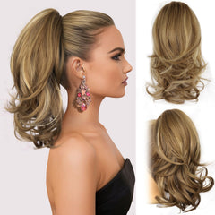 ZQIAN BEAUTY 14in ponytail extension with clip, wavy texture for instant volume