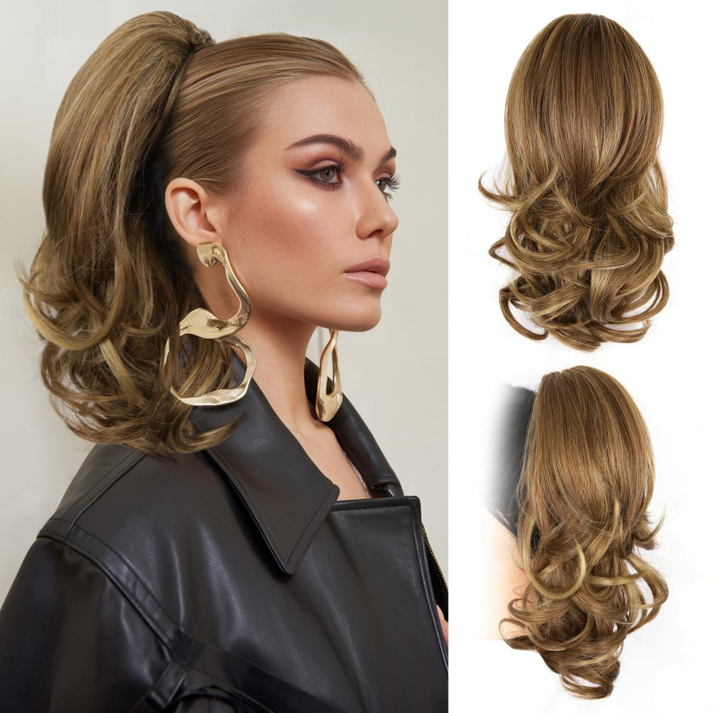 ZQIAN BEAUTY 14inch ponytail extension clip close-up for instant volume