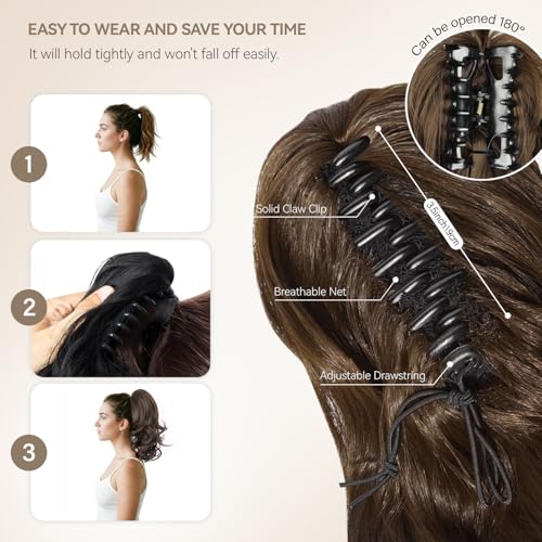 ZQIAN BEAUTY clip-in ponytail extension demonstrating one-step wear