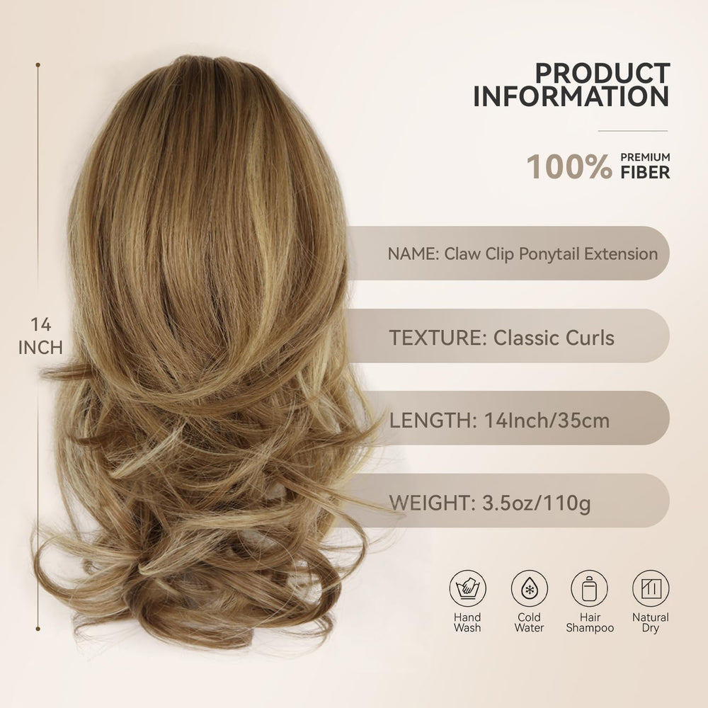 ZQIAN BEAUTY light brown with beige highlights ponytail, natural blend for subtle highlight