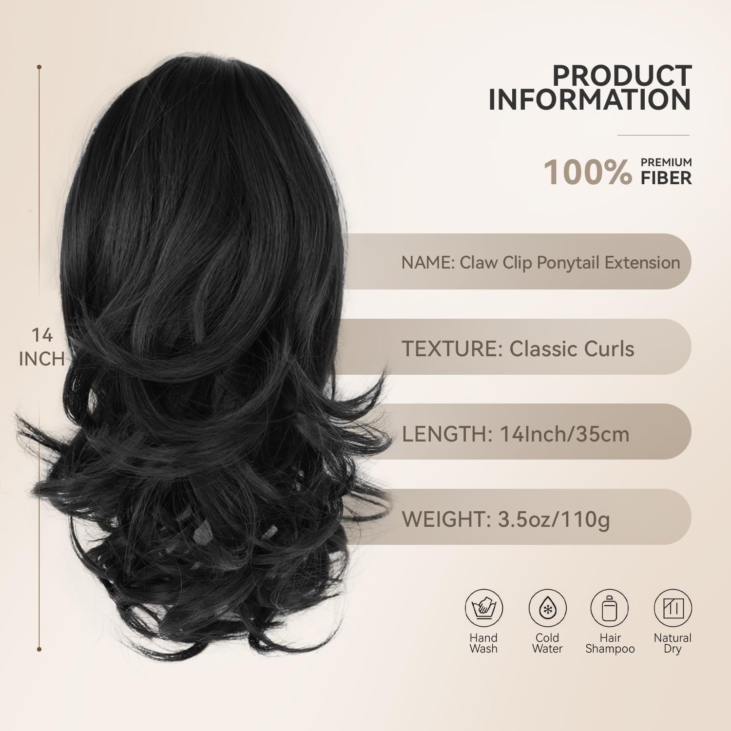 ZQIAN BEAUTY soft wavy ponytail extension blends with natural hair texture