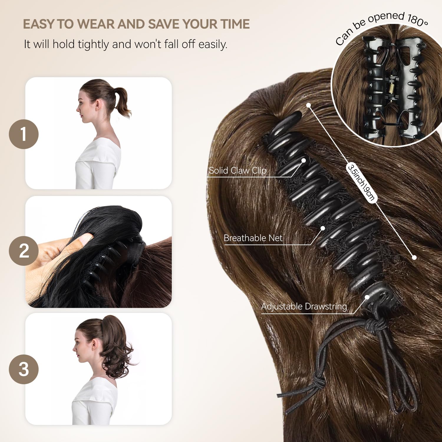 ZQIAN BEAUTY synthetic hair texture closeup, soft and natural-looking for everyday wear