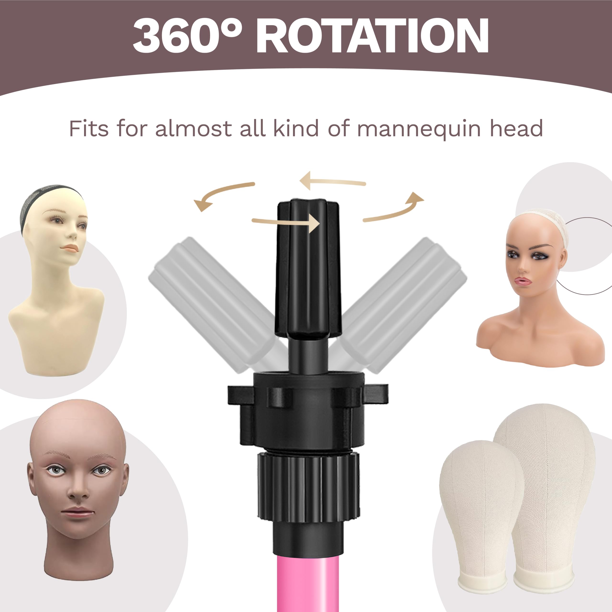 ZQIAN BEAUTY wig stand tripod metal legs highlight stability during cutting and braiding sessions
