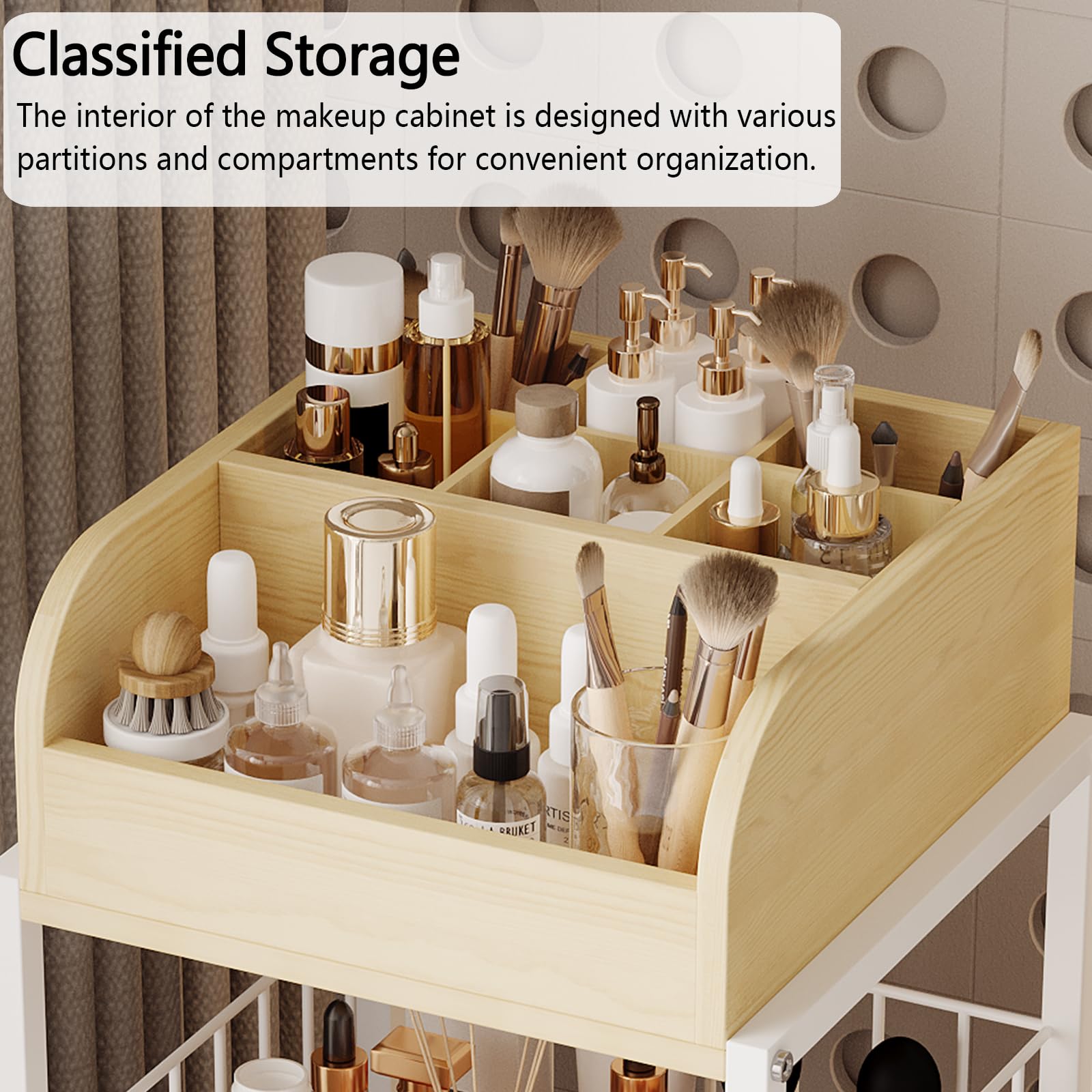 ZQUYAJ three large pull-out drawers neatly hold creams and masks.