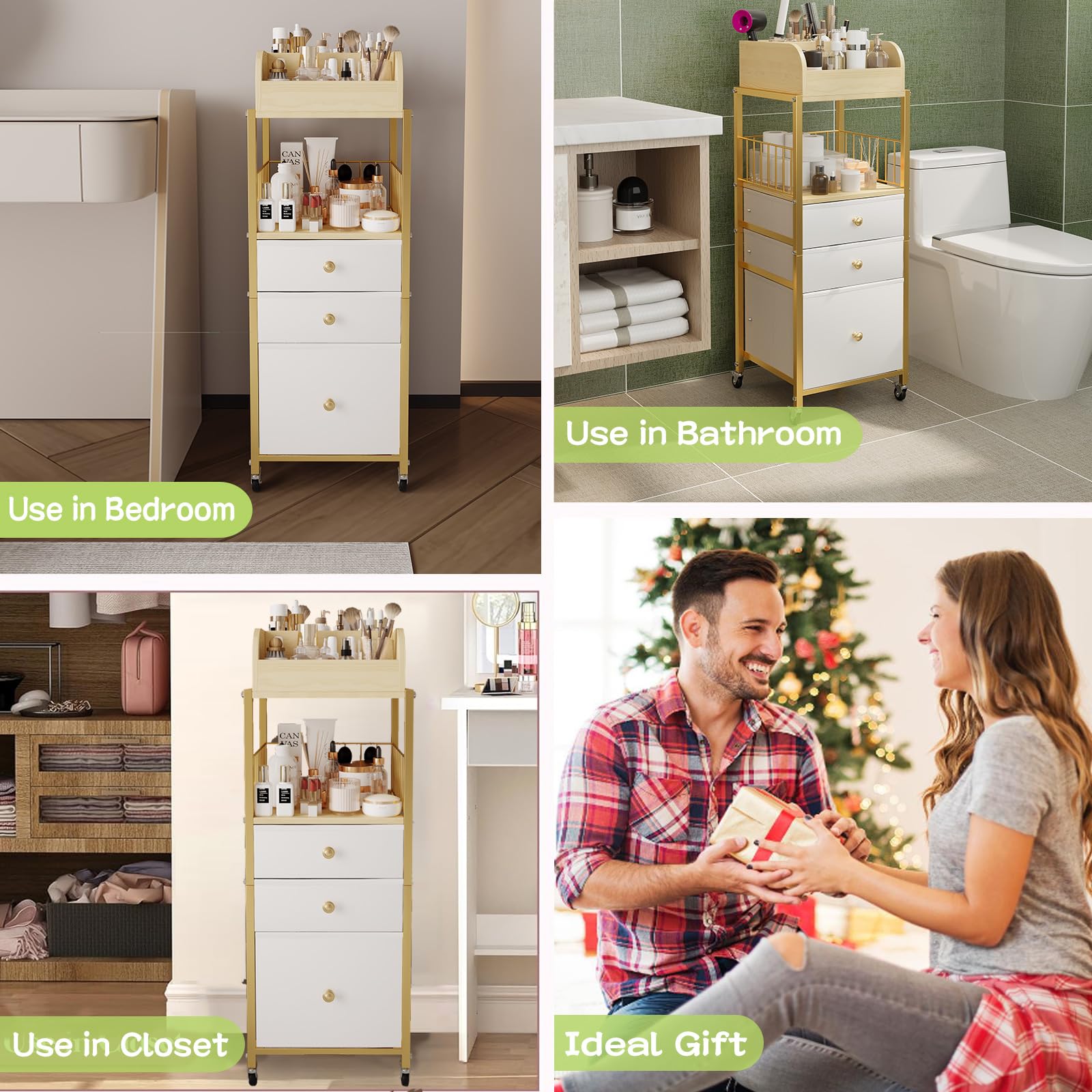 ZQUYAJ makeup organizer cart full setup showcases comprehensive storage for beauty essentials.