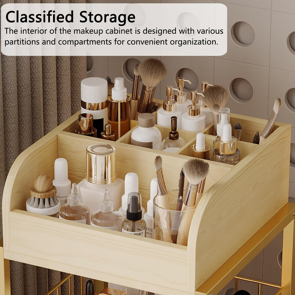 ZQUYAJ makeup organizer cart middle open shelf provides quick access to full-size bottles.