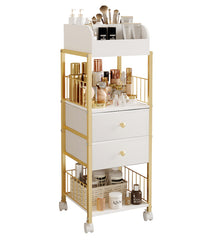ZQUYAJ makeup organizer rolling cart with open shelves for easy vanity access and storage