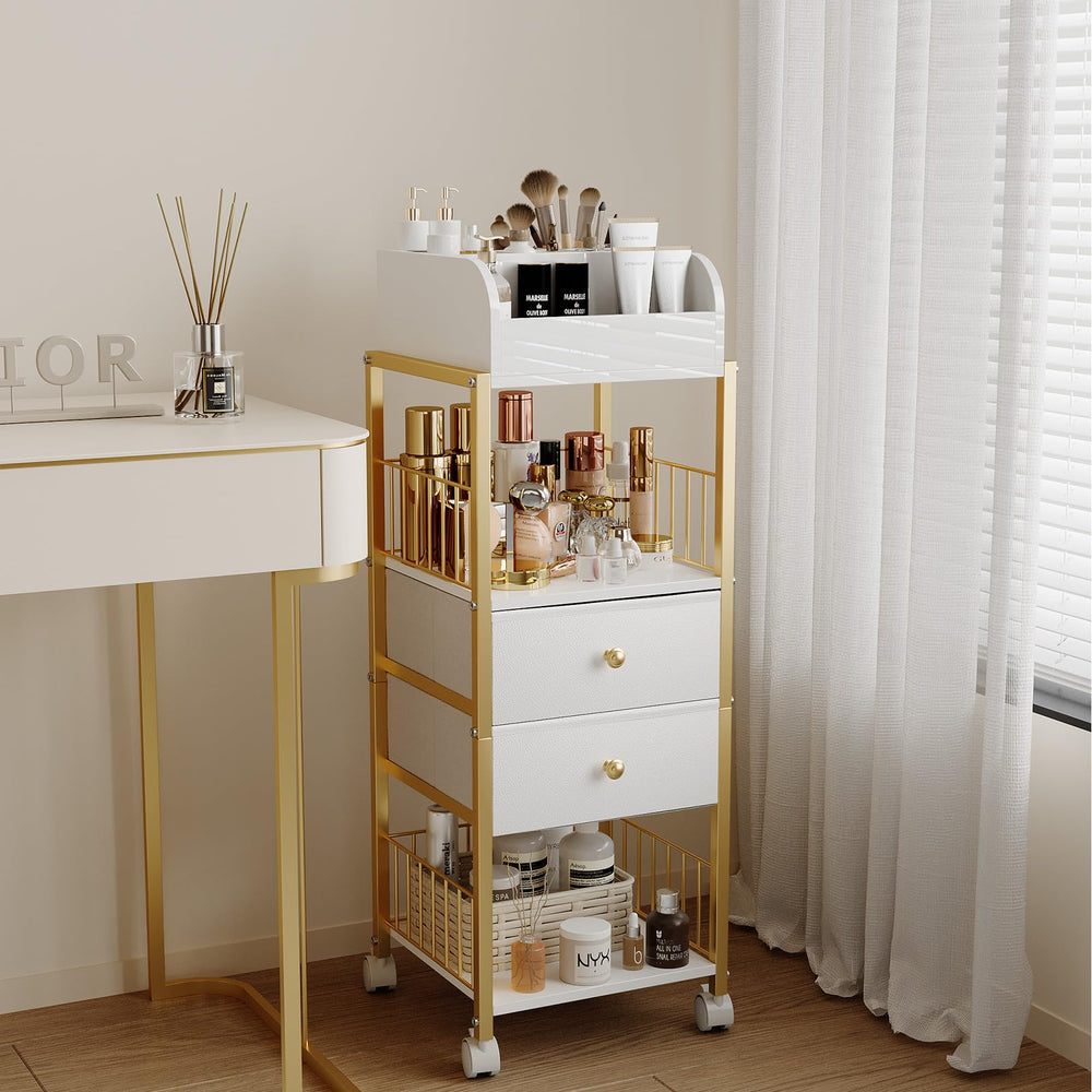 ZQUYAJ skincare storage drawers organized with compartments for skincare steps