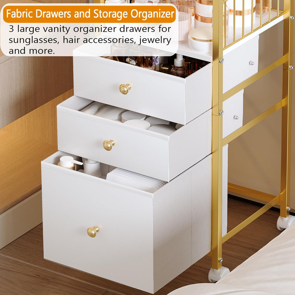 ZQUYAJ vanity cart wheels enable smooth movement in tight spaces.