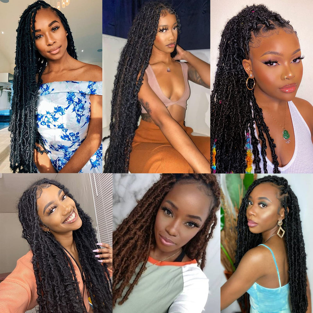 ZRQ butterfly locs on model—natural, stylish finish for events.