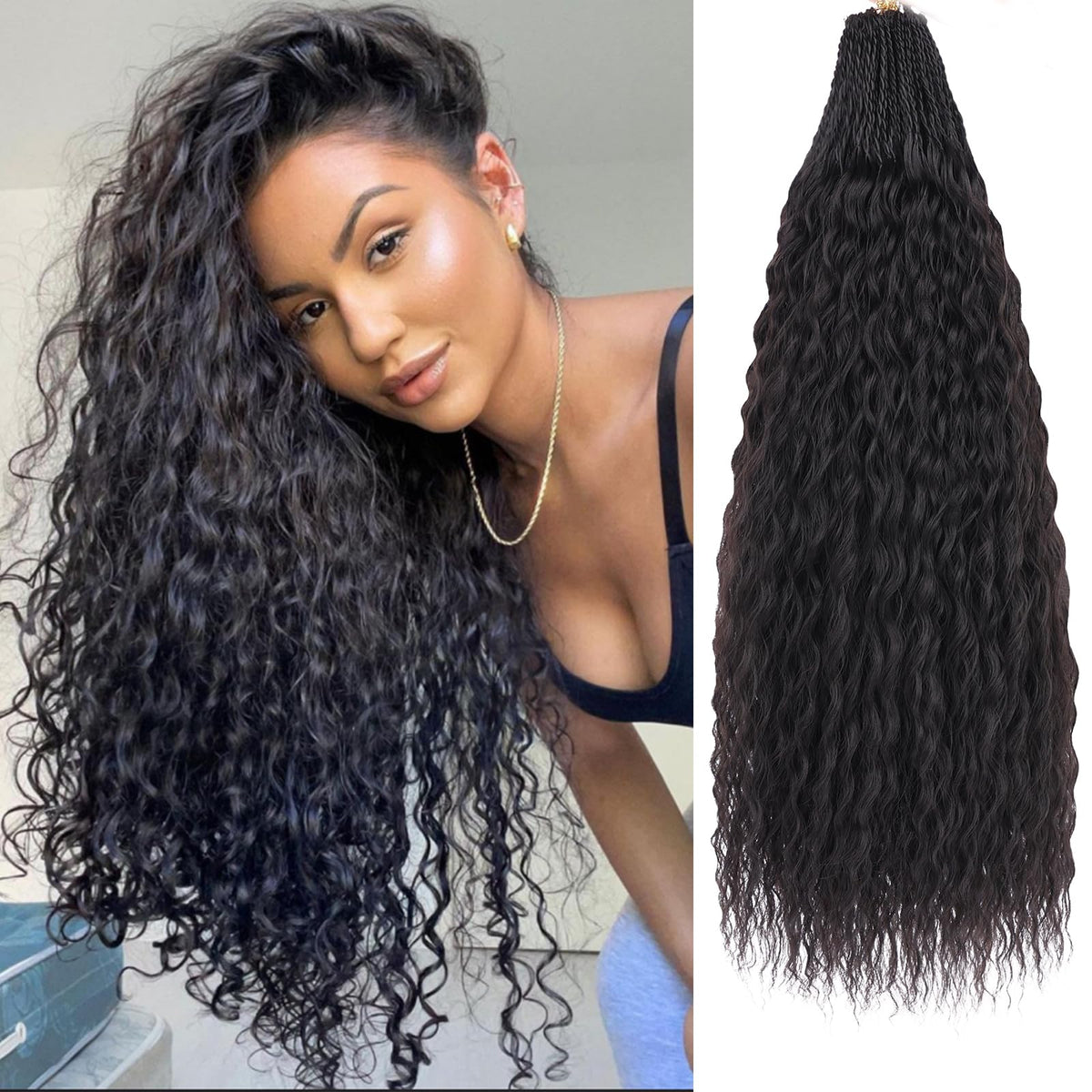 ZRQ pre-looped Brazilian braids curly crochet hair for easy install and natural curl