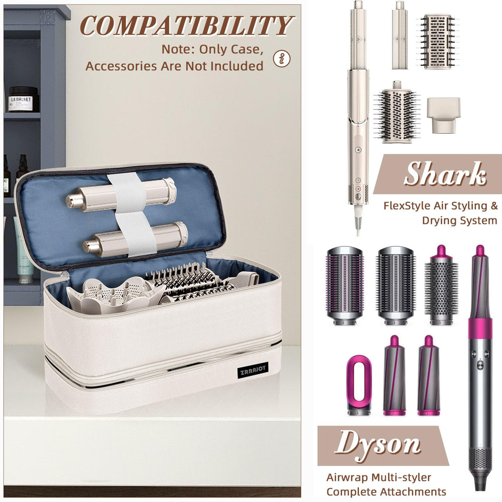 ZRRAJOY Shark Flexstyle case accommodates Dyson Airwrap attachments for versatile styling on the go.
