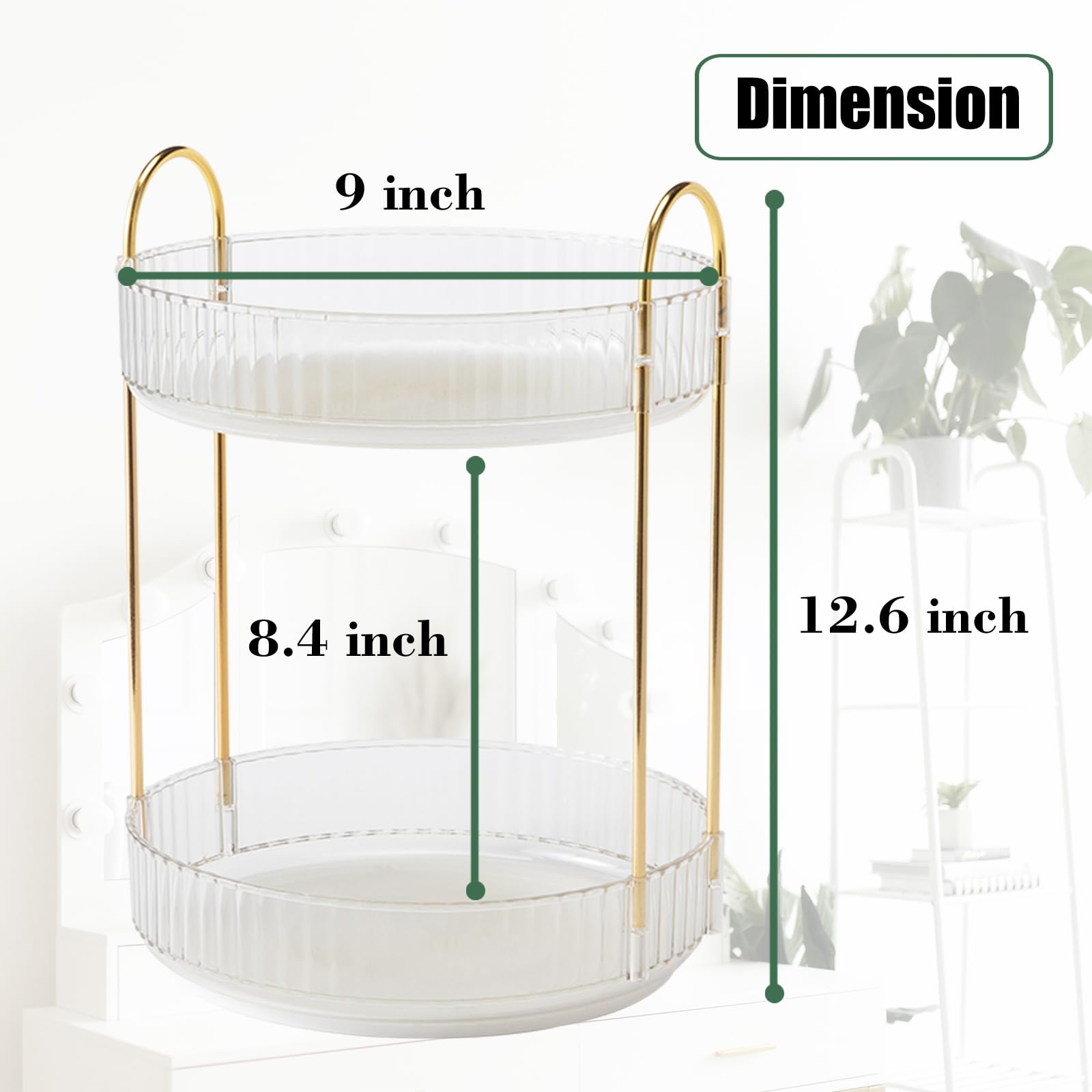Zufudo clear lazy Susan tray on vanity for easy skincare access