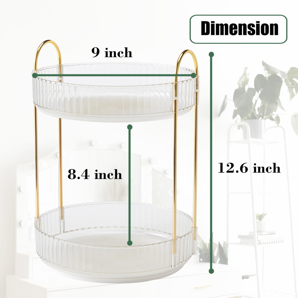 Zufudo clear lazy Susan tray on vanity for easy skincare access