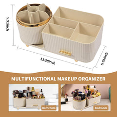 Zufudo Model 3016 Cream left compartment holds brushes and lip products for quick reach.