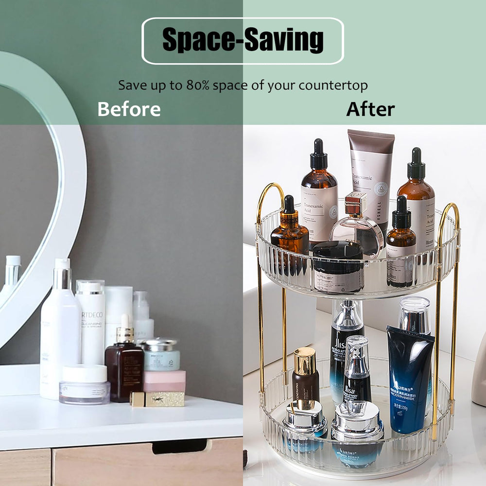 Zufudo bathroom organizer with two-tier trays for nail polish and skincare storage