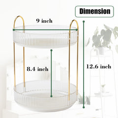 Zufudo 2-tier Lazy Susan side view shows space-saving design and durable construction