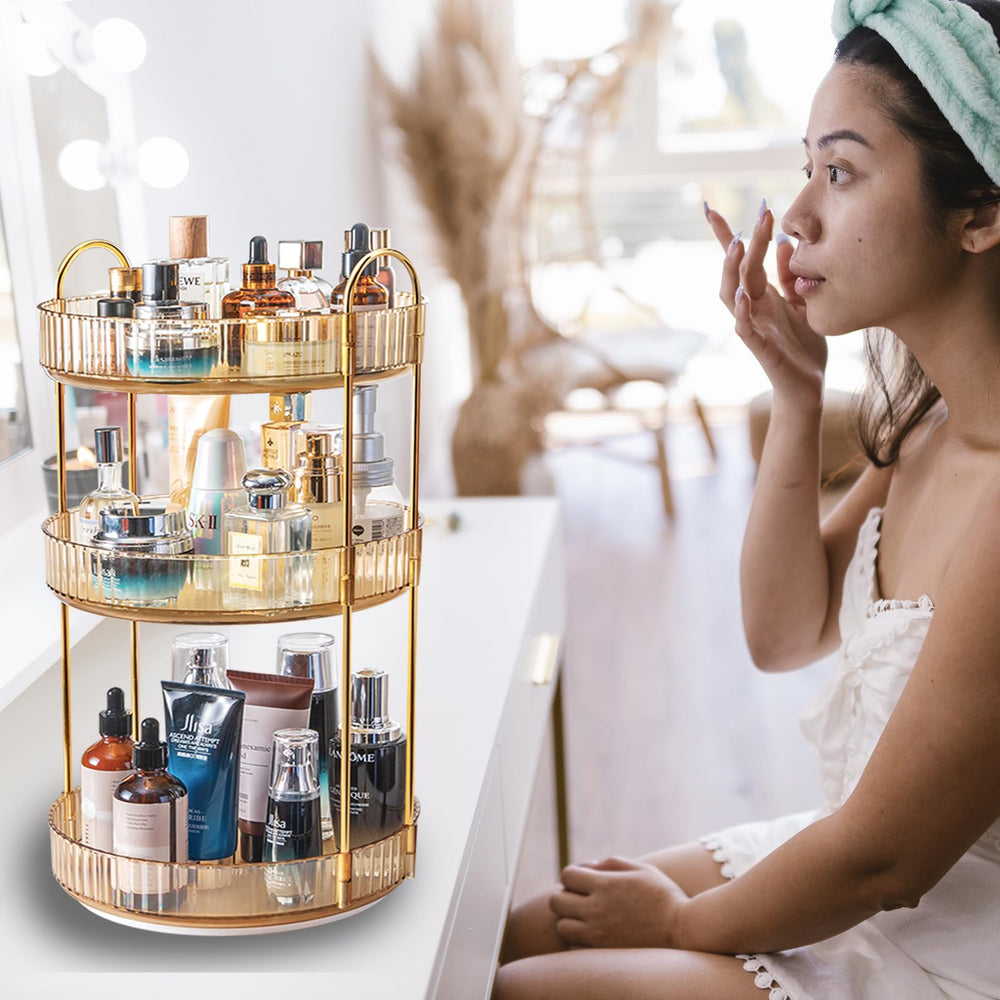 Zufudo rotating makeup organizer nail polish display with space-efficient design.
