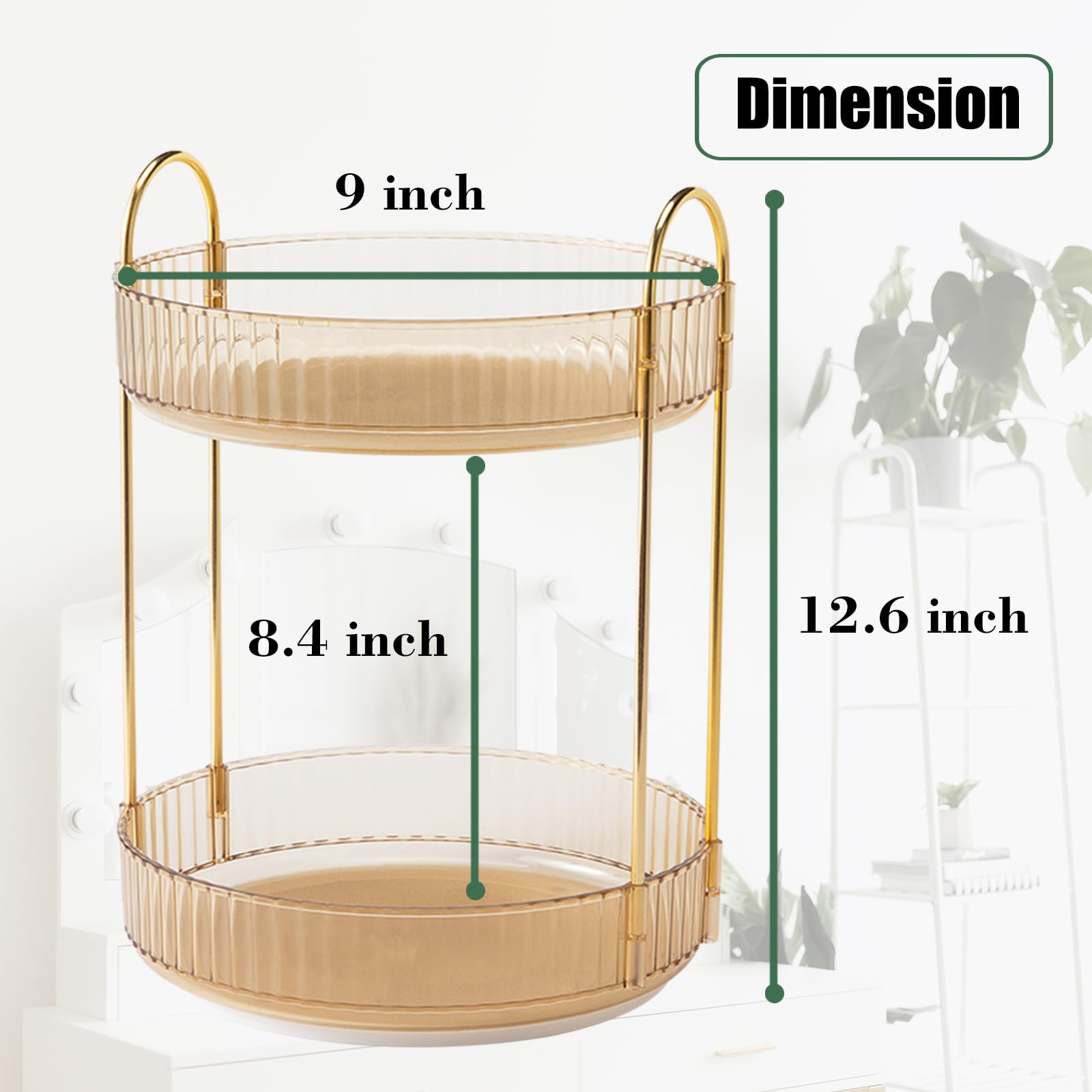 Zufudo rotating makeup organizer top view highlights 360° accessibility for daily routines