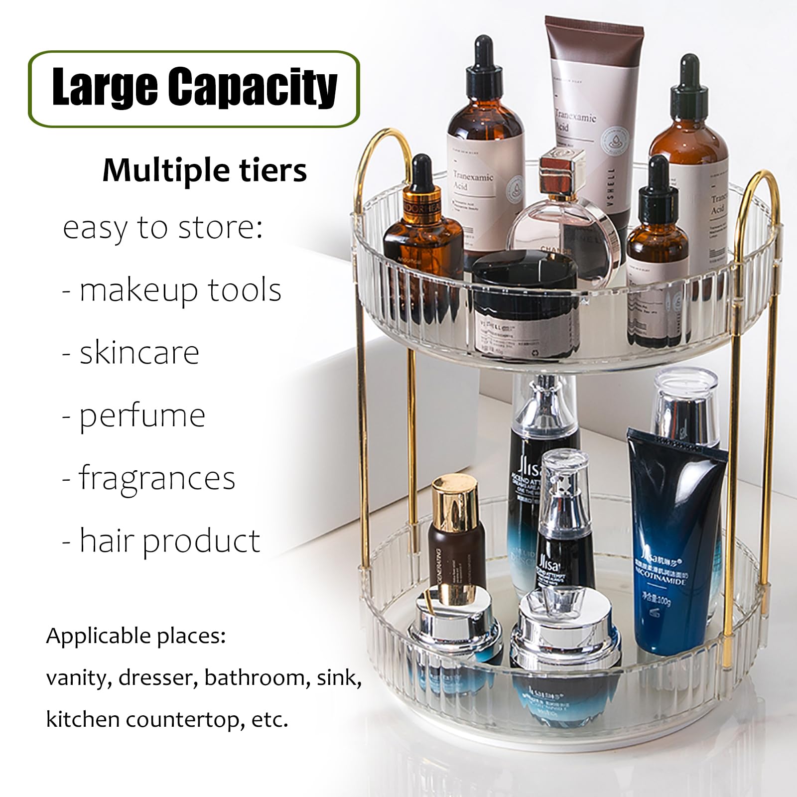 Zufudo perfume and nail polish storage arrangement demonstrates large capacity and easy reach