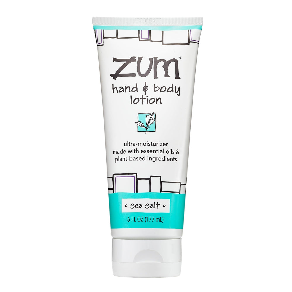 Zum Hand & Body Lotion Sea Salt bottle provides daily hydration for dry skin.