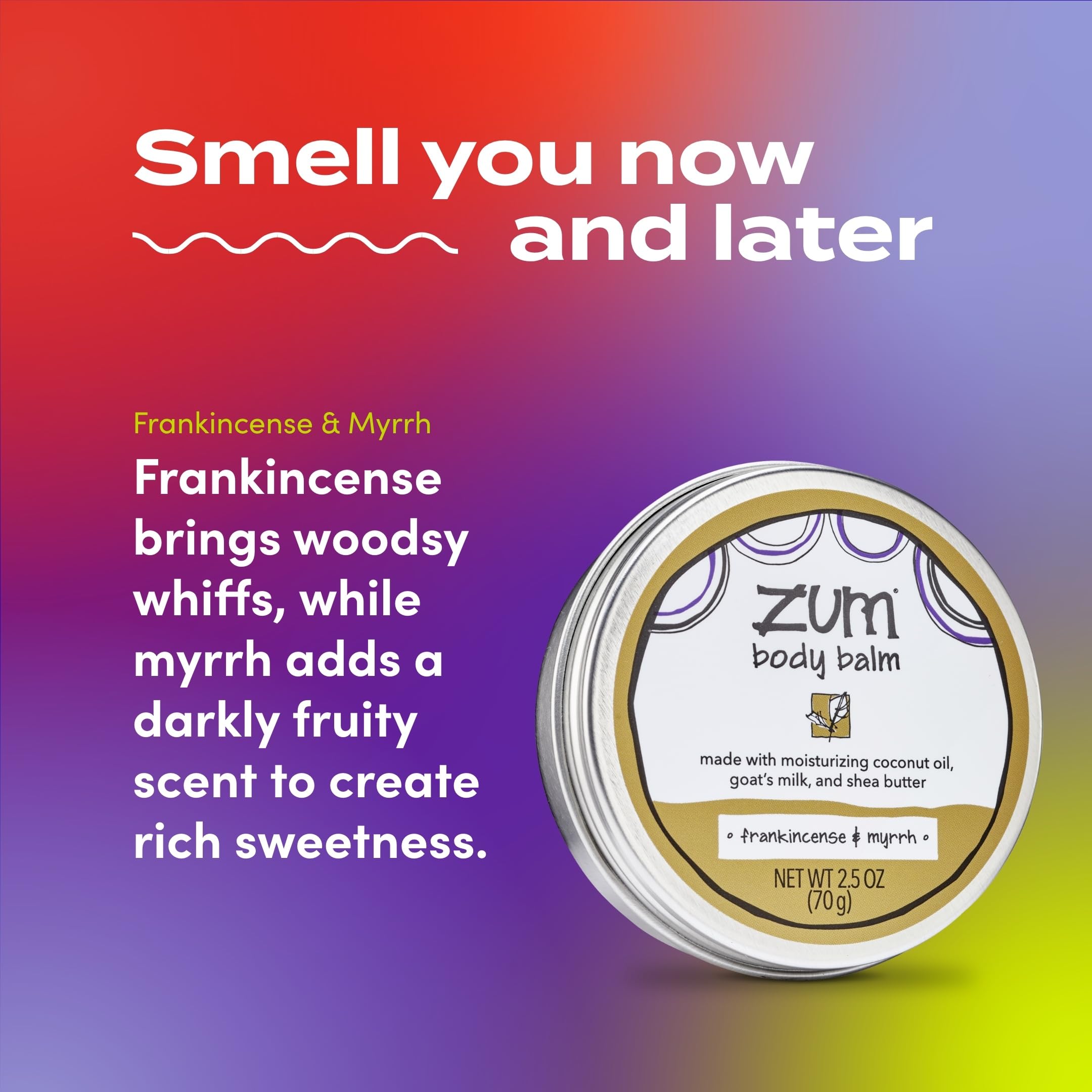 Zum Indigo Wild Body Balm with coconut oil and grapeseed oils for smooth skin.