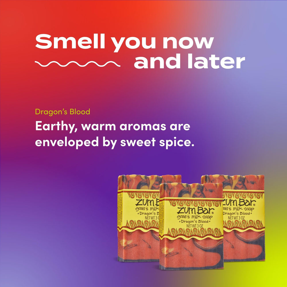 Zum Indigo Wild Goat's Milk Soap Bar Dragon's Blood close-up shows creamy lather for gentle cleansing.