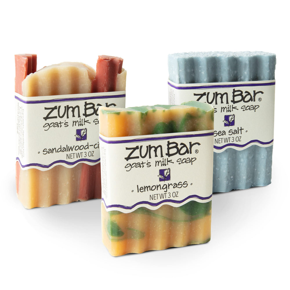 Zum Indigo Wild Goat's Milk Soap Bar pack front shows citrus blends for cleansing ritual