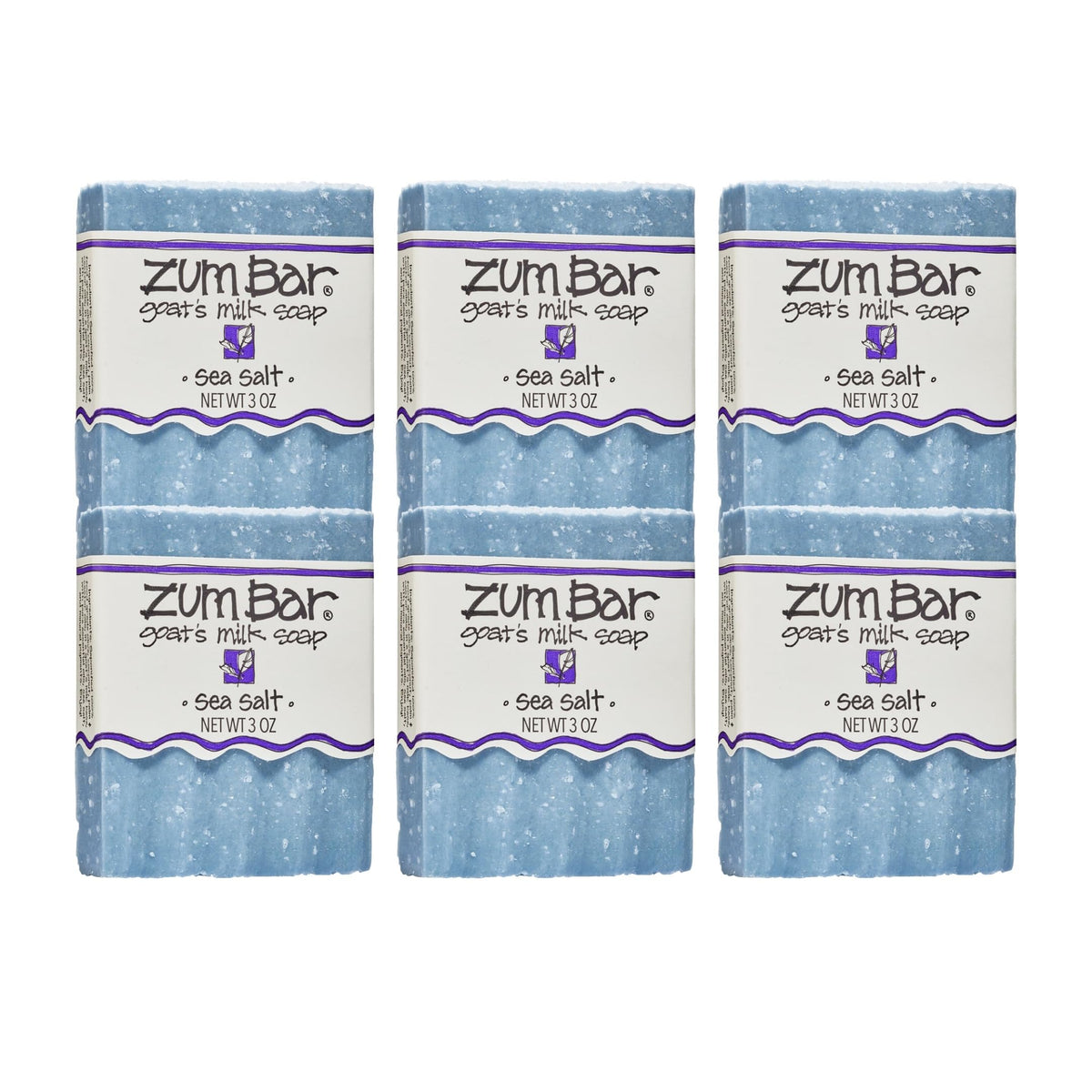 Zum Indigo Wild Goat Milk Soap Bar Sea Salt Pack provides gentle cleansing for hands and body.