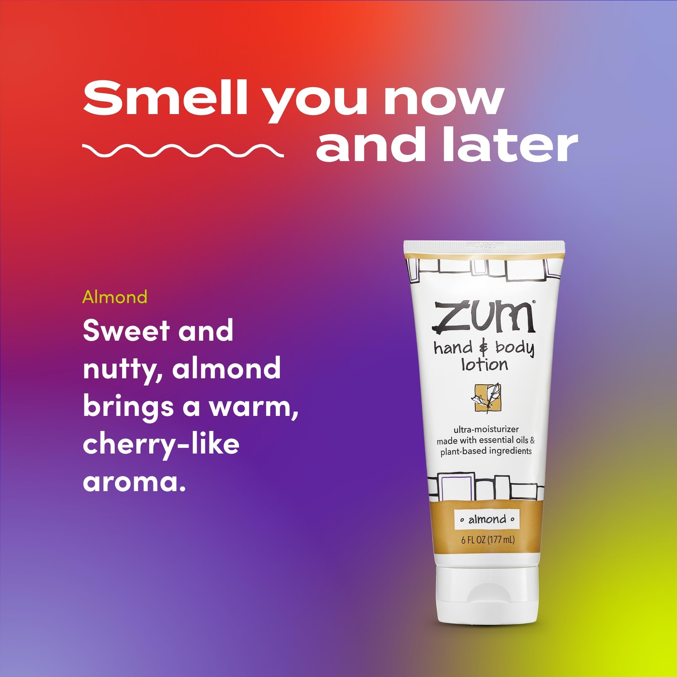 Zum Indigo Wild Hand & Body Lotion Almond ingredients swatch with shea butter and jojoba.