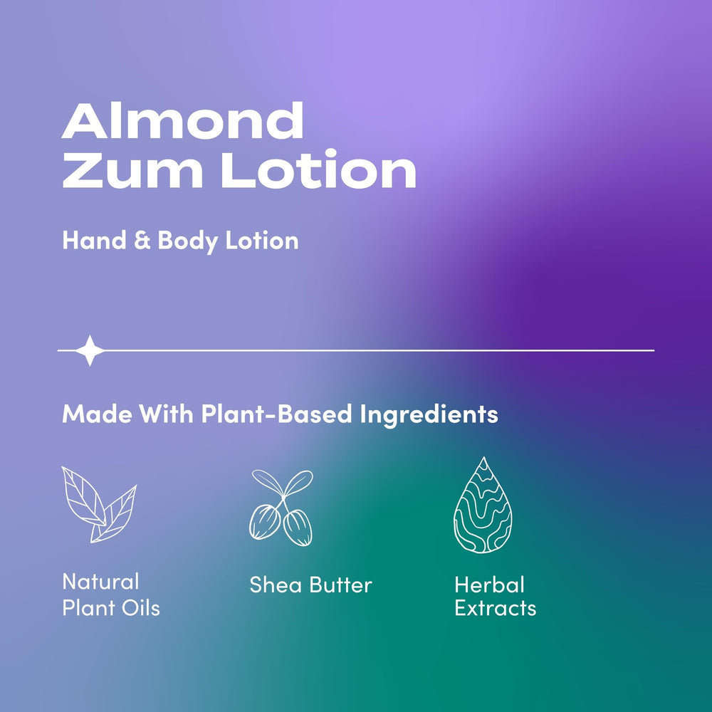 Zum Indigo Wild Hand & Body Lotion Almond pump bottle for easy daily moisture.