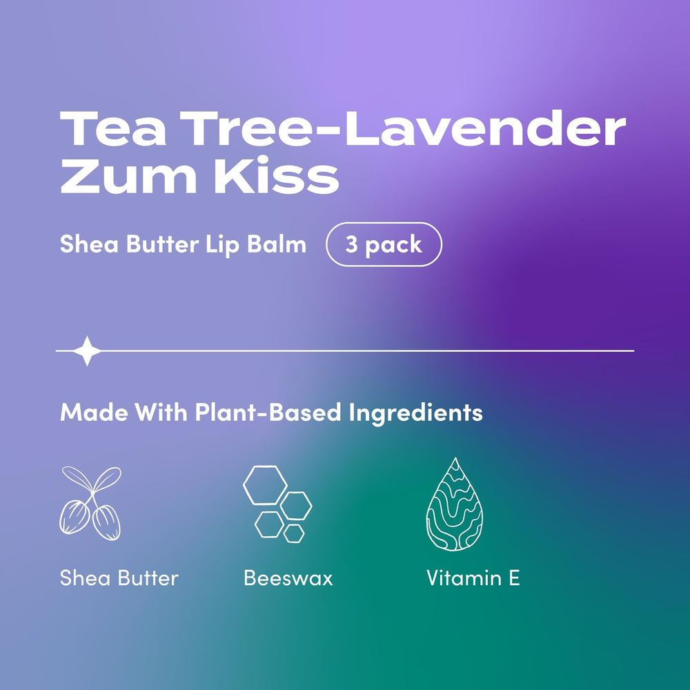 Zum Kiss Stick tea tree lavender balm closeup showcasing calming scent and soothing vibes
