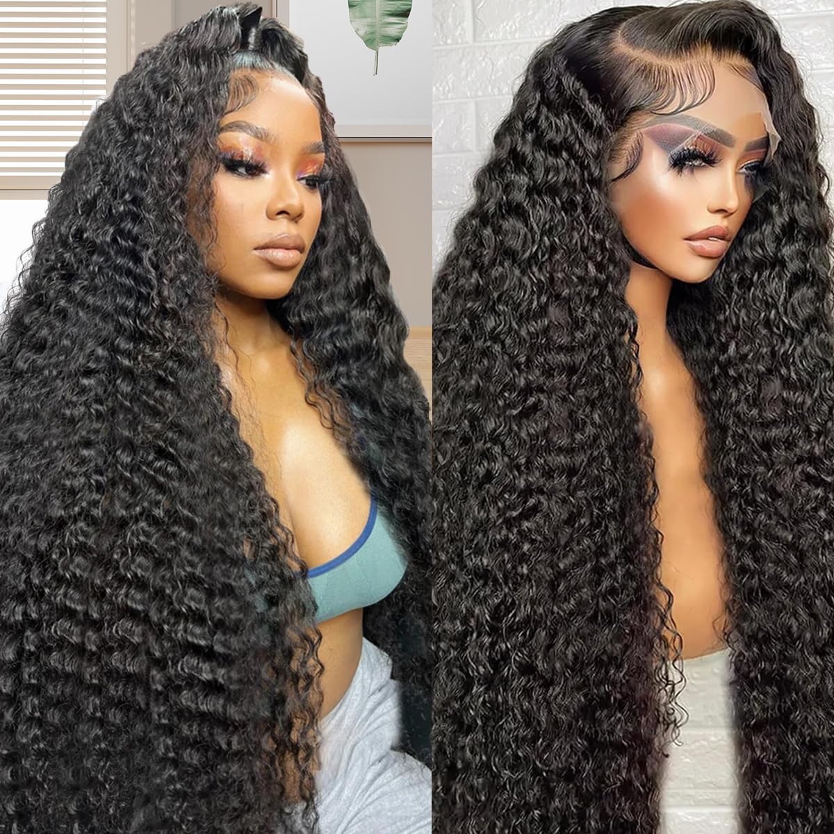 Zumuer deep wave lace front wig closeup shows baby hairs for natural hairline