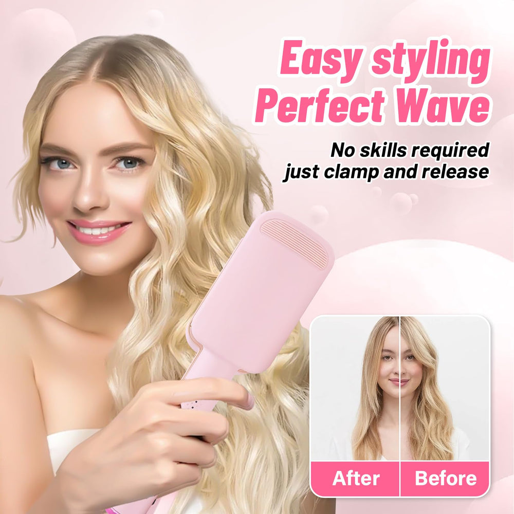 ZWIKAGEF Deep Beach Waver pink handle highlights stylish design and comfortable grip.