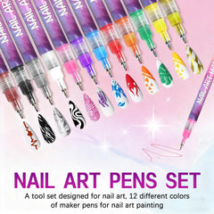 ZWIKAGEF nail art pens set on nails; vivid colors for creative patterns.