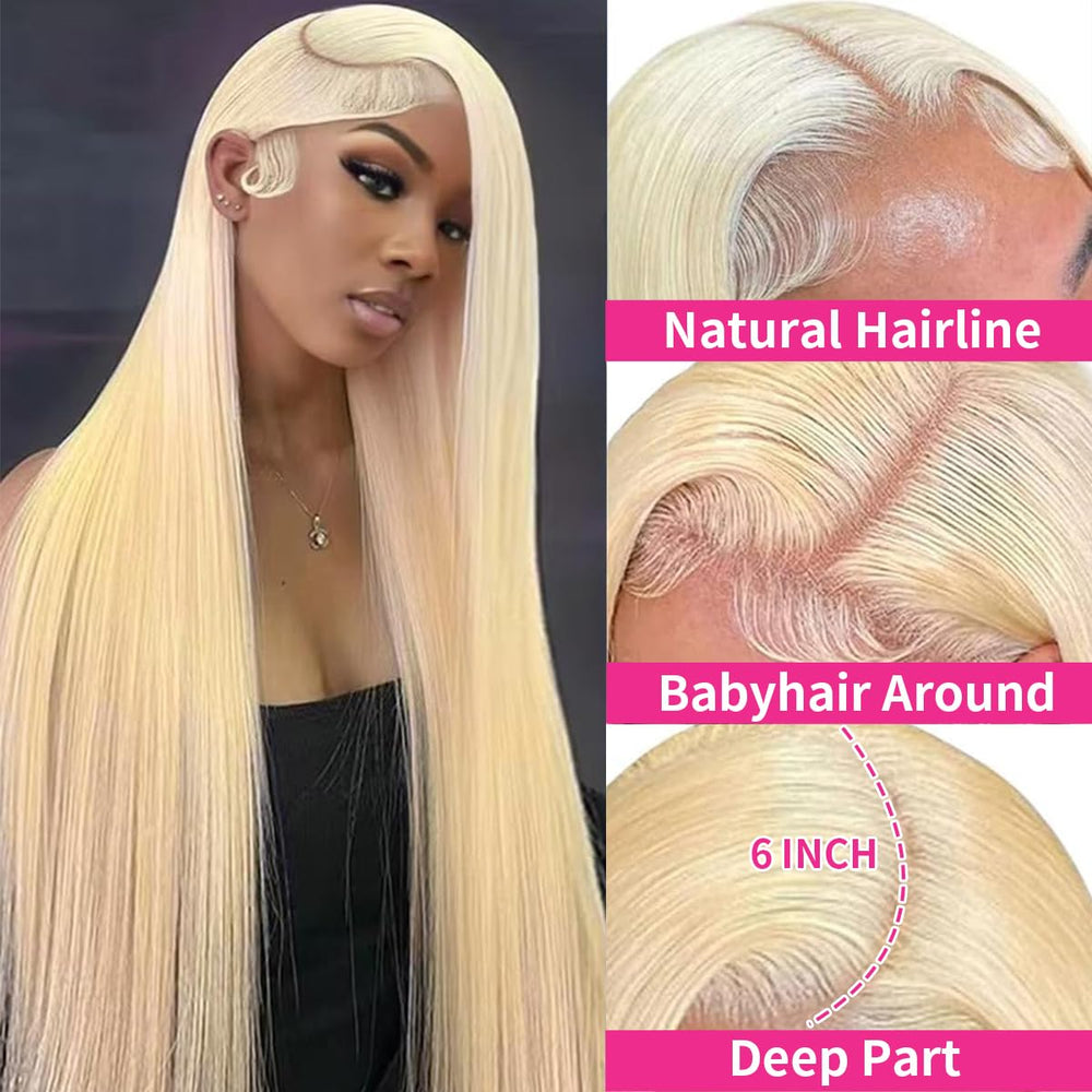 ZWJSH 613 HD lace frontal wig showing translucent Swiss lace blend.
