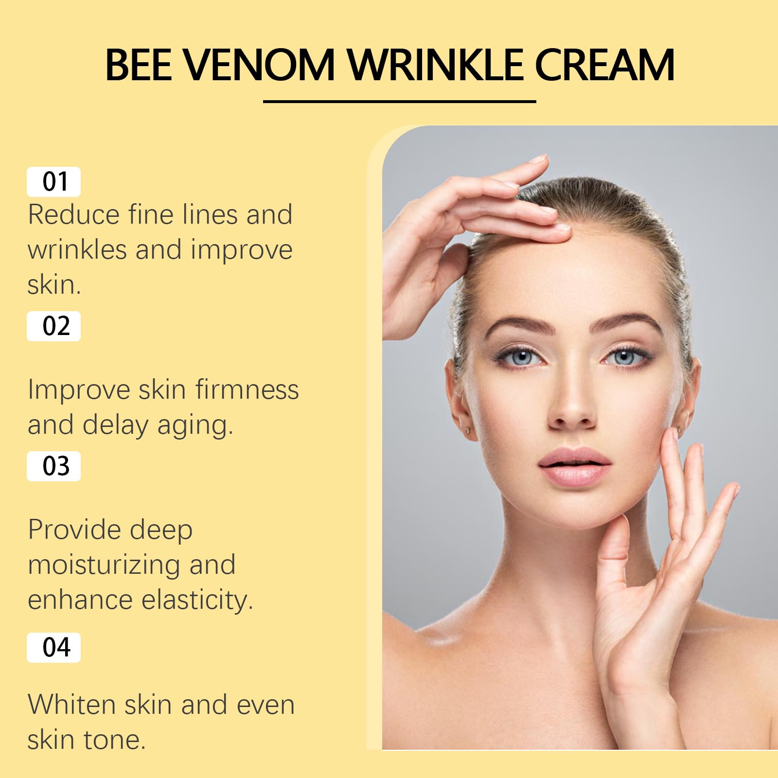 ZXZTSM Botox Bee Venom Cream before-after concept suggests lifting and firming potential.