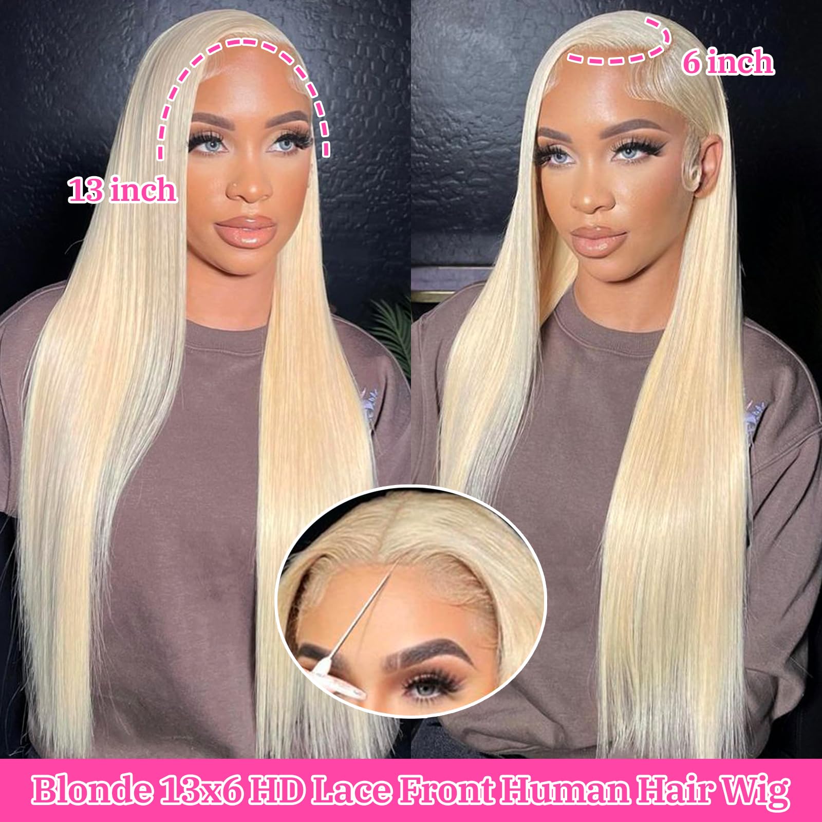 ZyBeidi 30-inch 613 lace-front wig side part for versatile styling.