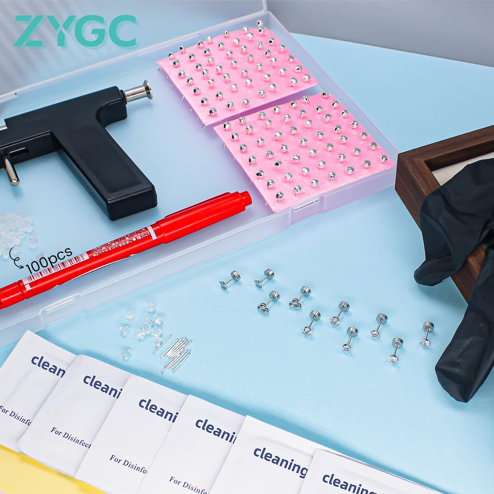 Zygc cleaning pads keep piercing surfaces hygienic and ready.