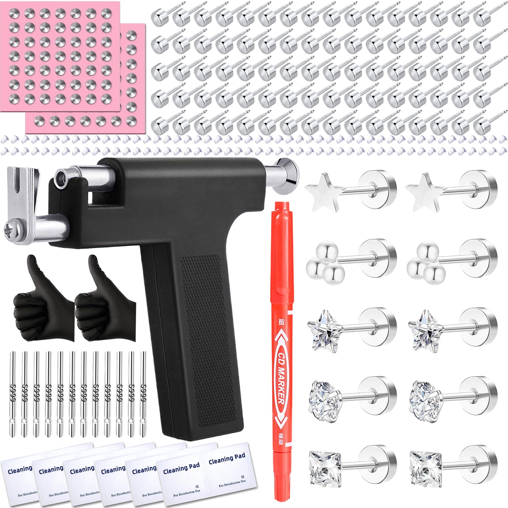 Zygc ear piercing kit with gun for precise at-home piercing.